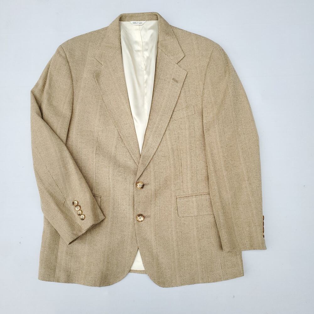 Ralph Lauren Ivy Prep University Club Tan Silk Linen Sports Coat Jacket 47"x29"